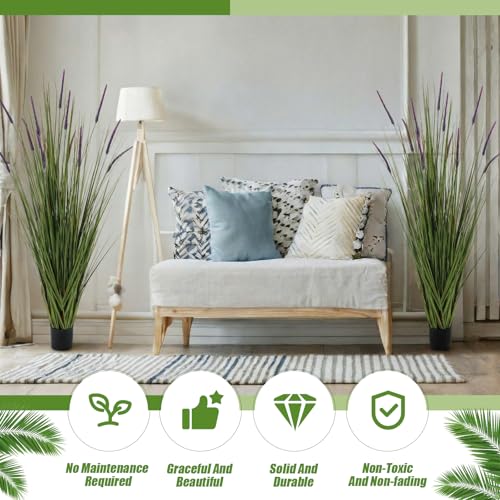 2 Pack 5ft Tall Artificial Lavender Plants with Pots for Indoor & Outdoor Decor