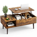 Rustic 19.7x39.4-inch Lift Top Coffee Table with Hidden Storage - OLIXIS