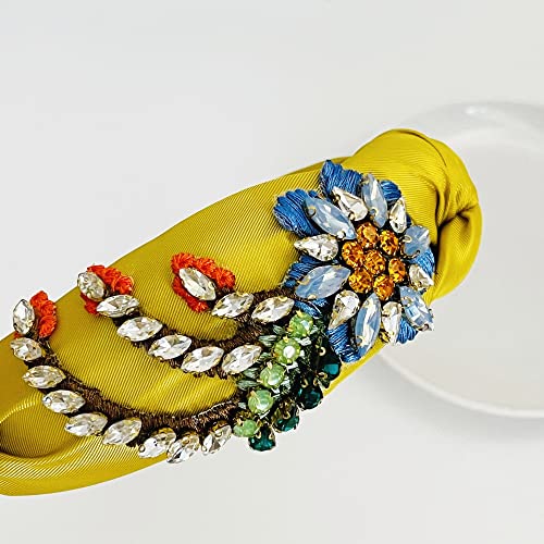 Rhinestone Crystal Headbands for Women Hair Accessories Jewelry - Yellow