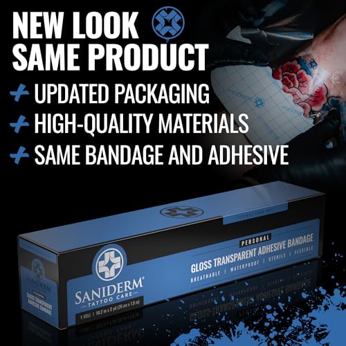 Saniderm Tattoo Aftercare Bandage Personal Roll - 10 in x 2 yd, Sterile & Latex-Free