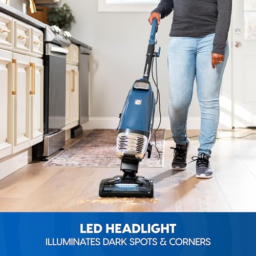 Vacmaster UB0302E Bagged Upright Vacuum Cleaner - Lightweight, 2-Motor, HEPA, Grey-Blue