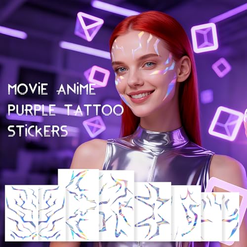 Demon Hunter Tattoos Anime Laser Tattoo Stickers Cosplay Tattoo Stickers 8pcs Stickers Temporary Tattoos for Cosplay and Costume Parties