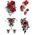 Yesallwas 4 Sheets Large Temporary Tattoo Sticker Fake Tattoos for Women Girls Models,Waterproof Long Lasting Body Art Makeup Sexy Realistic Arm Tattoos -Rose, Flowers£¬Jewelry 5.9x8.26inche (A)