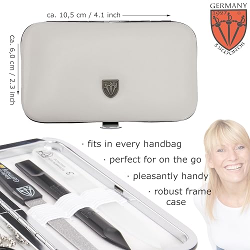 Manicure Pedicure Grooming Kit - 6 Piece Set with Nail Files, Clipper, Tweezers - White-Black Variation