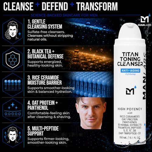 Men's Anti-Aging Face Wash - Toning Cleanser with Black Tea & Peptides