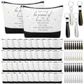 Sanwuta 80 Pcs Employee Appreciation Gifts Canvas Cosmetic Bag Bulk Inspirational Makeup Bags with Thank You Keychains for Women Social Worker Coworker Volunteer Nurse Teacher (Be Proud Sign)