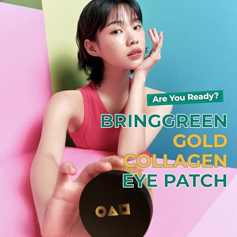 BRING GREEN Gold Collagen Eye Patches 60 Count, Hydrating Firming Under Eye Mask for Dark Circles & Puffiness