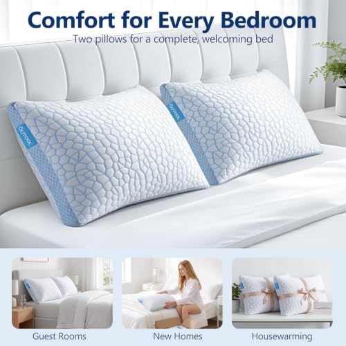 QUTOOL Cooling Pillows Set of 2 Queen Blue Ice Plus Adjustable Support Sleep Aid