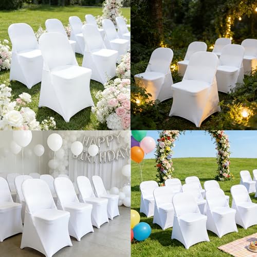 White 40PCS Waterproof Spandex Folding Chair Covers for Party & Events
