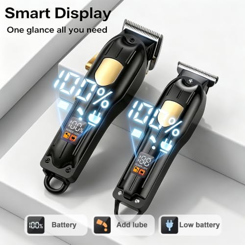 SHYEEH Black Hair Clippers and Beard Trimmer Set for Men