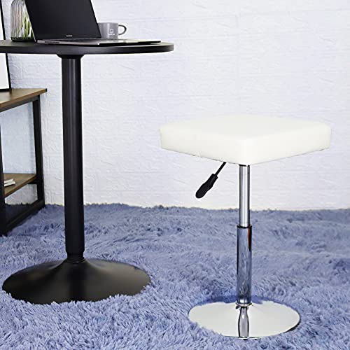 White Adjustable Salon Stool - Height-Adjustable Vanity & Barber Chair, Swivel, Small