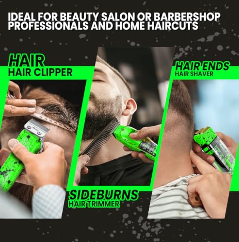 Green DSP 3-in-1 Cordless Hair Clipper Trimmer Shaver Kit for Men with Travel Case