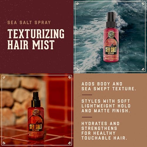 18.21 Man Made Sea Salt Texturizing Spray for Men - Weightless All-Day Hold, Tobacco Scent