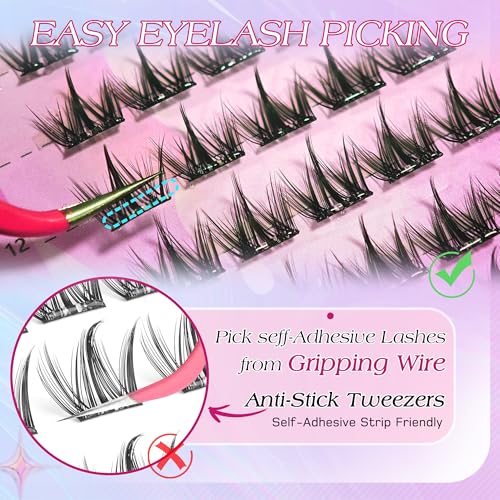 Self Adhesive Manga Eyelash Clusters Press-On Lashes No Glue Needed Pre Glued Eyelash Clusters Volume Anime Lash Clusters Individual Lashes by INSPEAUTY