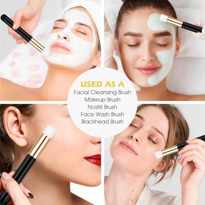 60 Pieces Lash Shampoo Brushes with Container, Eyelash Extension Cleansing Brush Nose Pore Cleaning Tool Peel off Blackhead Removing Tool Cosmetic Lash Cleanser Facial Cleansing