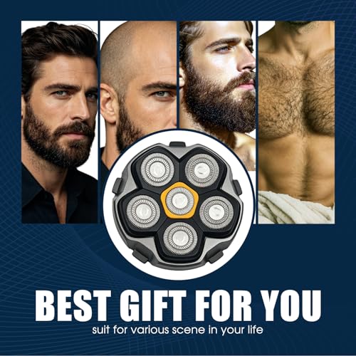 Magnetic 6-Blade Replacement Heads for Electric Shavers 2 Packs - Waterproof & Self-Sharpening