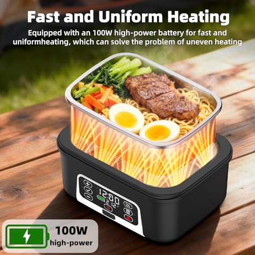 Electric Heated Lunch Box AA Variation - 6.3 Cups Cordless Food Warmer with Rechargeable Battery