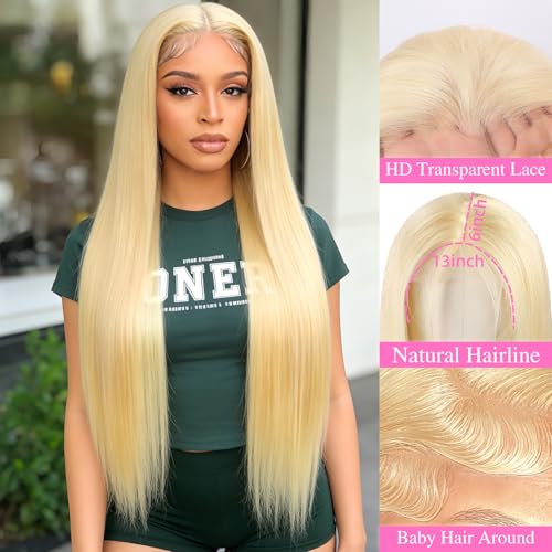 24 Inch Blonde Lace Front Wig Human Hair 13x6 HD Transparent Lace - Straight