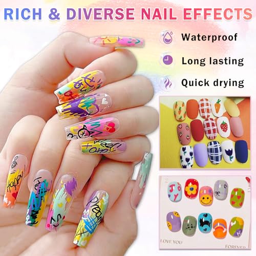 60 Colors Nail Art Pens Set - Quick Dry Nail Polish Markers for DIY & Salon