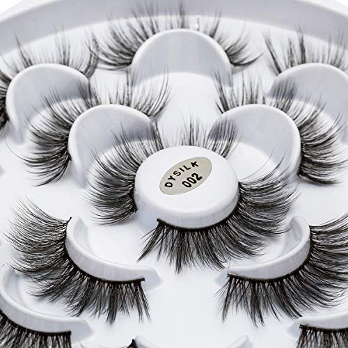 DYSILK Mink Lashes Fake Eyelashes - Wispy Lashes 7 Pairs Faux Mink Eyelashes 6D Lashes Natural Look Pesta?as Postizas Wispy Eyelashes Fluffy Lashes Reusable Dramatic Lashes |002
