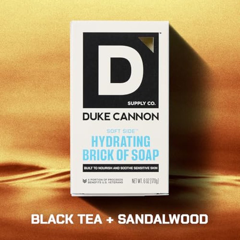 Duke Cannon Soft Side Hydrating Brick of Soap ? Men¡¯s Moisturizing Bar with Aloe & Shea Butter, Black Tea & Sandalwood Scent, 6 oz. (4 Pack)