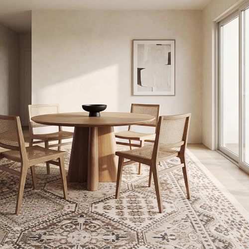 nuLOOM Becca Beige Medallion Power Loomed Area Rug 6'7" x 9' (7x9) Rectangular