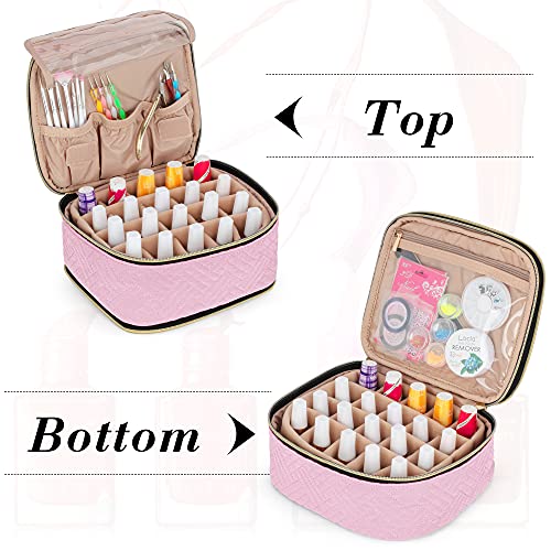 LUXJA Detachable 2 Layers Nail Polish Storage Case Pink - Holds 40 Bottles