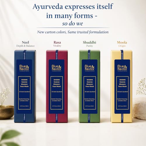 Blue Nectar Gold Swaran Bhasam Face Wash for Glowing Skin - Ayurvedic Gentle Cleanser, 6.76 Fl Oz