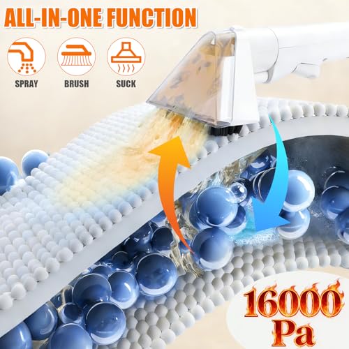 Portable Carpet & Upholstery Cleaner Machine with 16KPa Suction for Pet Stains