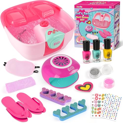 Kids Spa Day Kit For Girls, Spa Kit For Girls Ages 8-10-12, Kids Foot Spa Manicure Pedicure, Girls Pedicure Spa Kit For Kids With Kids Spa Set For Girls Christmas Birthday Gift