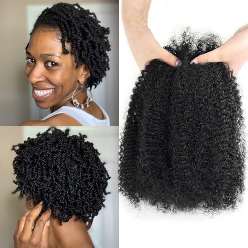 1B / 10 Inch Afro Kinky Twist Human Hair Bulk for Dreadlocks - Soft, Natural Black