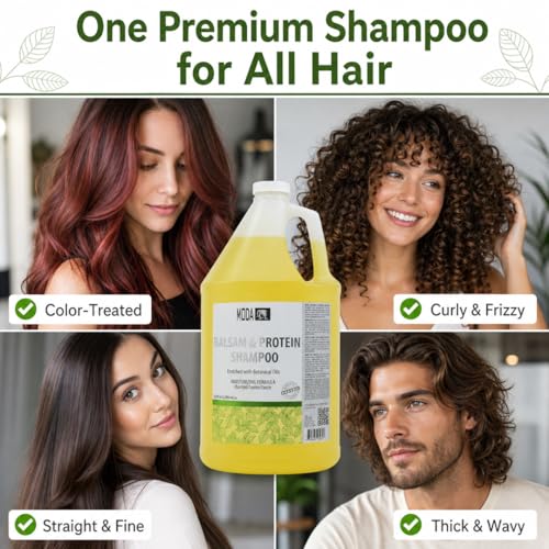 MODA 128oz Salon-Grade Protein Shampoo for Hair Repair & All Hair Types