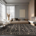 Ruaruarug 8x10 Black Gold Washable Area Rug - Ultra Soft, Non-Slip Living Room Carpet