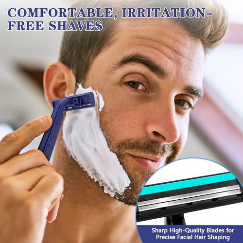 120 Pack Disposable Razors Twin Blade Shavers for Men & Women Travel Hotel & Charity Use - Blue