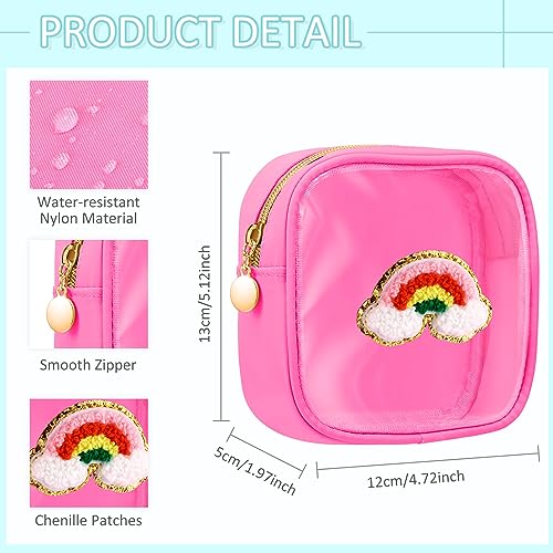 Mini Makeup Bags Set - 6 Pcs Preppy Macaron Colors, Nylon Travel Organizer, Cute & Durable