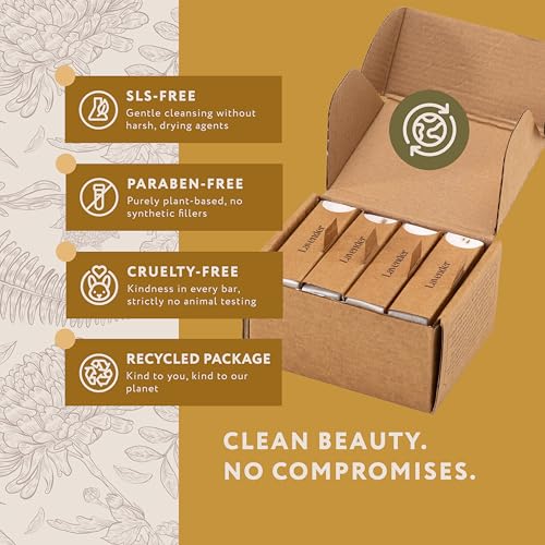 Mary Case Lavender Bar Soap Set of 8 – 3.5 oz Natural Dried Lavender Flower Vegan Bath Soap for Men & Women