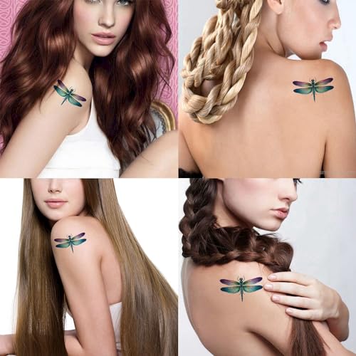 6 Sheets Temporary Tattoo Dragonfly Tattoo Fake Tattoos Neck Arm Chest for Women Men Adults