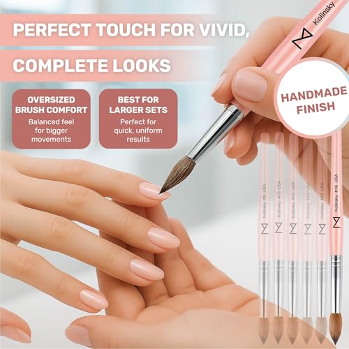 Professional Acrylic Nail Brush - Size #8 Kolinsky Pink Nail Art Brush