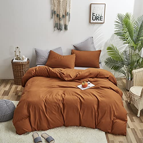 California King Pumpkin Comforter Set - Rust Terracotta Bedding, 3 Pieces, Halloween Decor