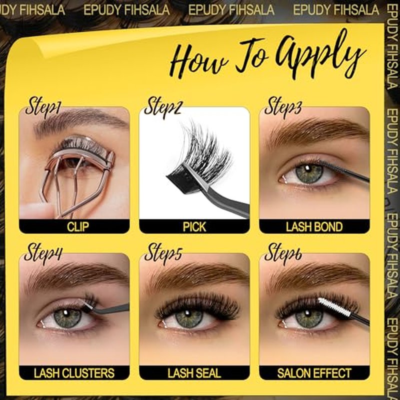 150D Wispy Lash Clusters 10-18mm D Curly Fluffy Lash Cluster 208pcs Mink Lash Extension Kit Volume 3D Layered Thick Individual Lash Clusters Soft Comfort Band with Lash Bond & Seal EPUDY FIHSALA