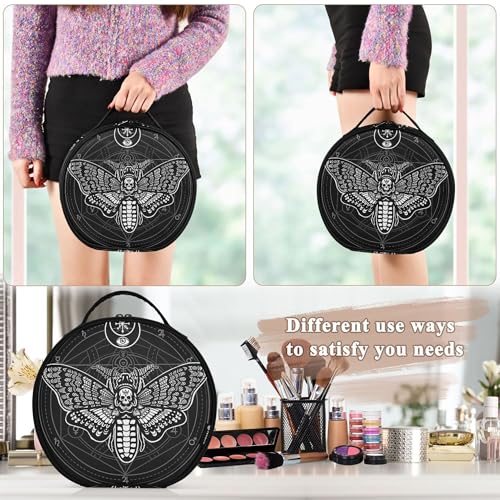 Gothic Skull Makeup Bag for Women Travel Organizer with Adjustable Dividers - Black & Pink Variation 230