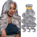 Fridnae Silver Grey Human Hair Bundles 16 18 20 Inch - Body Wave, 150g Variation