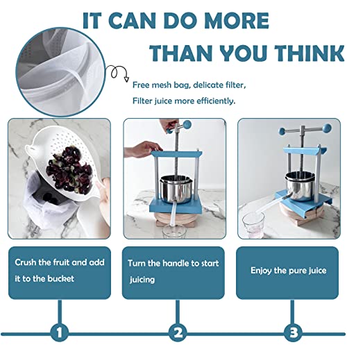 SQUEEZE Master Cheese Tincture Herb Fruit Wine Manual Press 0.8 Gallon Blue