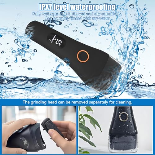 Dermawave Electric Foot File Callus Remover for Feet, Professional Foot Sander Grinder with 60 Sandpaper Discs for Men & Women, Pedicure Tool for Corn Dead Skin Cracked Heel