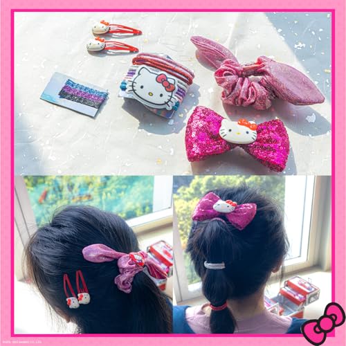 Hello Kitty Train Case Cosmetic Makeup Set Includes Lip Gloss, Eye Shimmer, Nail Polish, Hair Accessories & More! For Girls, Ages 6+ Perfect for Parties & Makeovers by Townley Girl