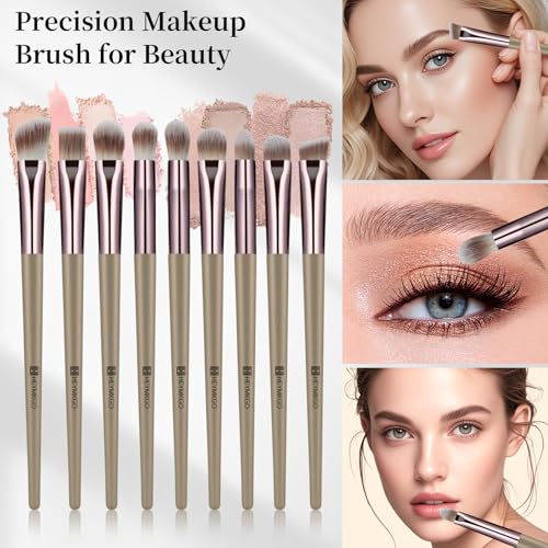 HEYMKGO Makeup Brushes, 40Pcs Professional Makeup Brush Set Dual Ended Foundation Blush Concealer Contour Powder Eyeshadow Make up Tools with Sponges Puffs Clear Bag for Blending Buffing Highlighting