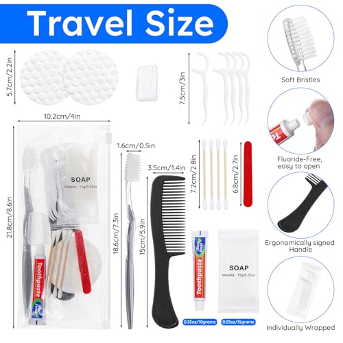 20-Pack Travel Hygiene Kits with Toothbrush, Toothpaste, Soap, and Personal Care Items