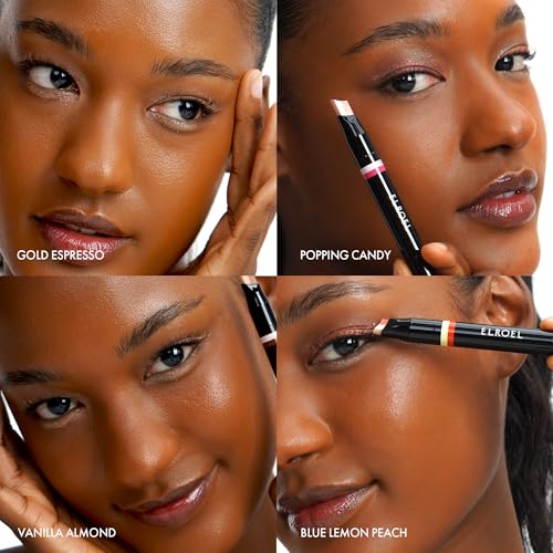 ELROEL Double Shadow Stick Eye Makeup - 48HR Long Lasting Dual-Tone Gold-Espresso
