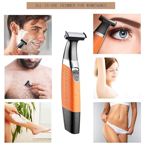 KEMEI Waterproof Cordless Beard Trimmer Men with Orange Variation, USB Rechargeable Body & Hair Groomer