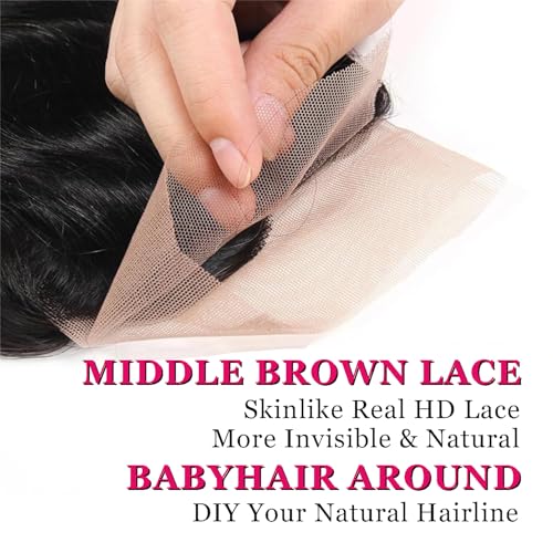 Natural Black 10 Inch Kinky Curly Lace Frontal Closure for Human Hair Extensions - Pre Plucked with Baby Hair, 13x4 HD Ear to Ear, 150% Density